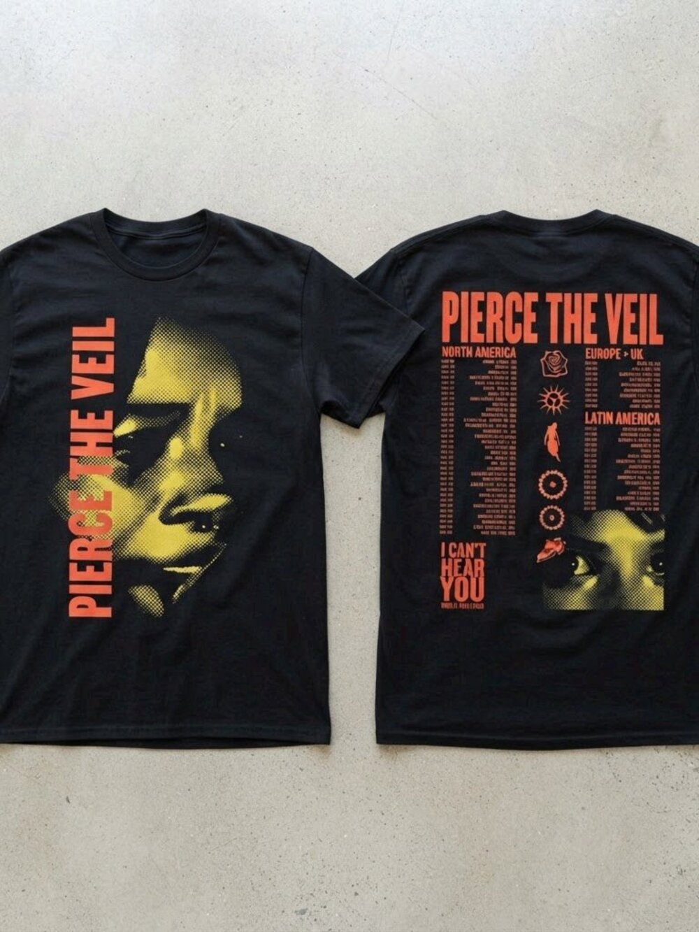 Pierce The Veil I Can't Hear You Tour 2025 Black T-Shirt S-4XL